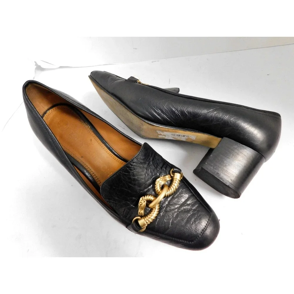 Tory Burch Jessa Heeled Loafer Perfect Black Leather 55MM $358rt sz 8M